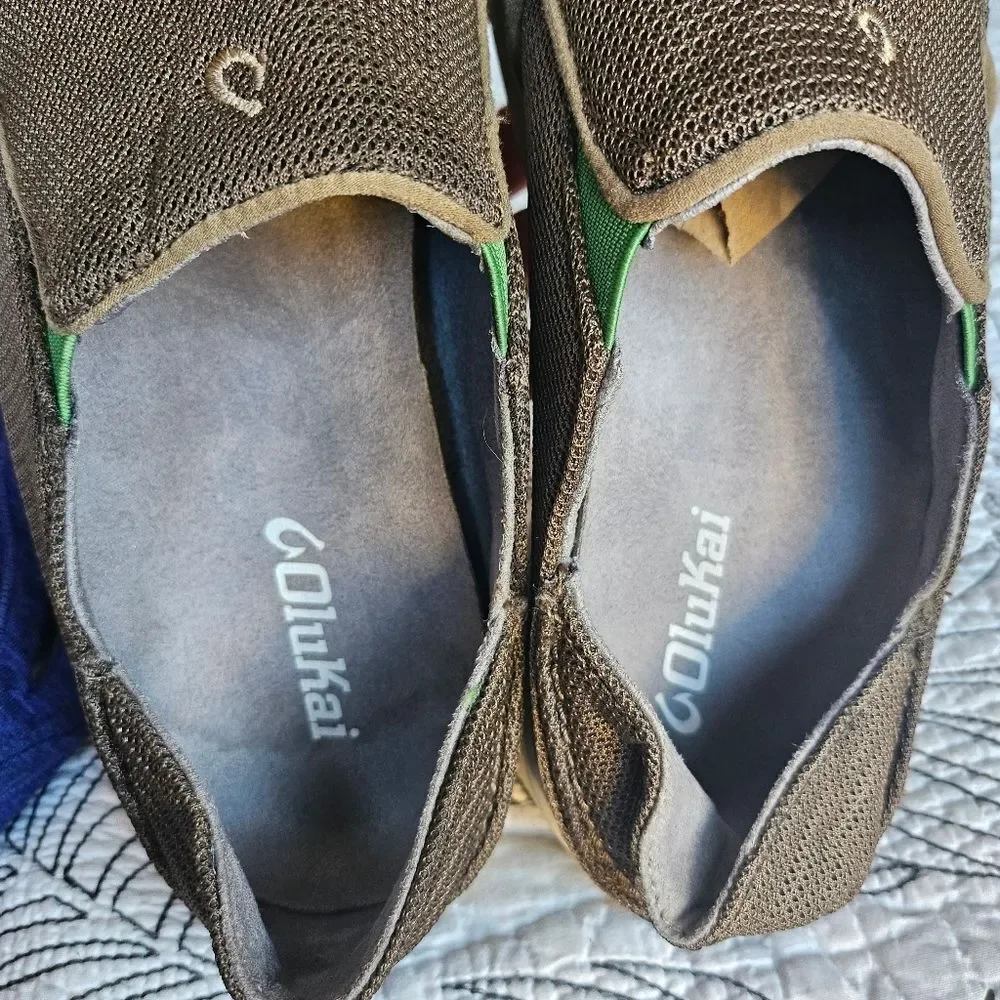 EUC Olukai Nohea Mesh Mustang Brown Slip on Men 9.5